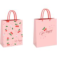 Пакет подарочный 11*14*6,5см "Cherry" блестки, матовая ламинация MESHU/Рельеф