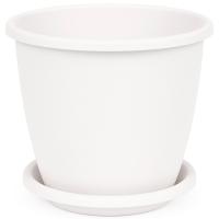 Кашпо Афина 0,5л с поддоном белый/М6477