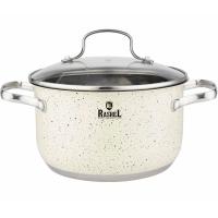 Кастрюля 3,6л нерж. сталь крышка стекло кремовый гранит R-306в /4шт/ Маруся 