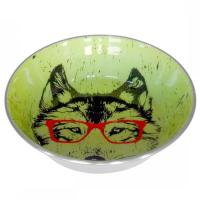 Миска метал 0,7л  мордочка волка УЮТ/6шт/АМц251/Евро