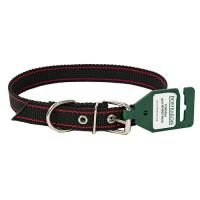 Ошейник 1сл капрон 25мм черный с красными полосами DONBARON