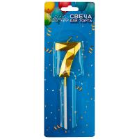 Свеча для торта цифра "7" золотой 107264 /шт/Волшебная страна 