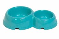 Миска двойная пластик д/кошек и собак100мл/200мл бирюза/2310/Дарэлл