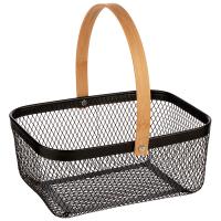 Корзина д/хранения 23,5*19*10см металл. с бамб. ручк. прямоугольная 310904 /12шт/Mallony