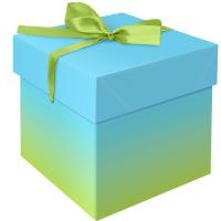 Коробка складная подарочная "Duotone. Blue-Green gradient" (15*15*15см) с лентой MESHU /Рельеф