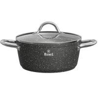 Кастрюля 6,5л эмаль с антипр. покр. индук. дно крышка стекло коричневый гранит R-26665 /6шт/ Маруся 