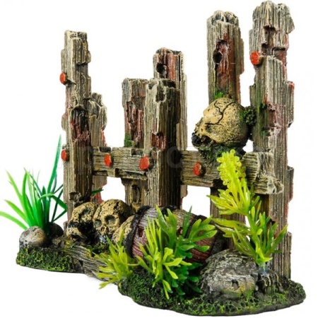 Грот AQUA DELLA Ограда с черепом коричневая 19.5x8x12.8см (Бельгия) 234/448953