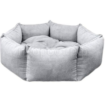 Лежанка УЮТ FASHIOH круглая велюр. синтешар серая. 75х75х18см/КЛ42Л/Евро