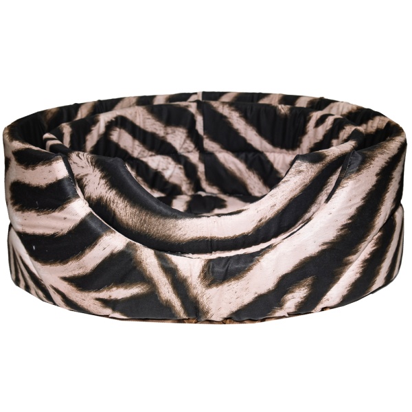 Лежанка овальная стеганая поролоновая САФАРИ ЗЕБРА БЕЖ  52*46*20см/DONBARON