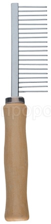 Расческа односторонняя с деревянной ручкой Редкая 16,5х3см