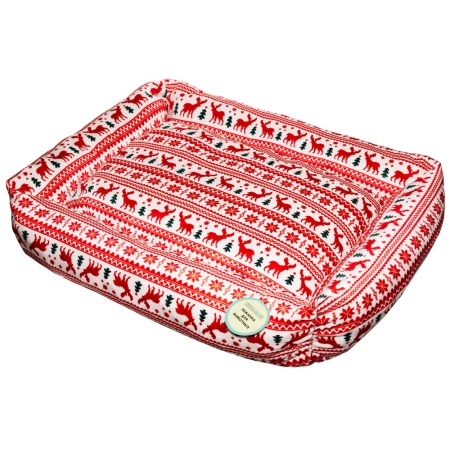 Лежанка прямоугольная мех с подушкой холофайбер РОЖДЕСТВО 65*50*18см/DONBARON