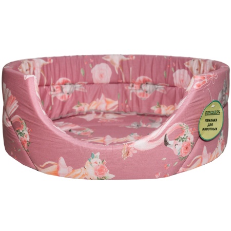 Лежанка овальная стеганая поролоновая хлопок ЗОО МИКС 52*46*20см/DONBARON