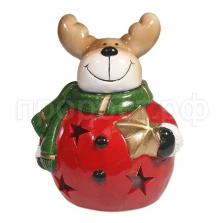 Олень с звездой со светодиод.подсв. L15W14H16см 714482/W120