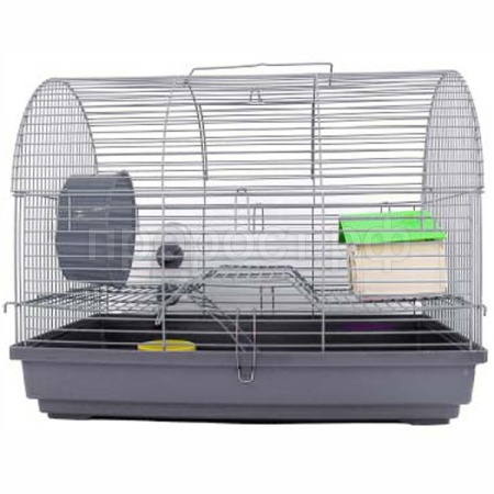 Клетка д/грыз N1 ДКг512 2-х эт саквояж укомплектованная серая 47*30*39см/4шт/Евро 