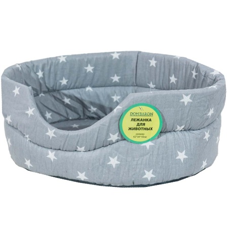 Лежанка овальная стеганая поролоновая хлопок Звезды МИКС 42*34*18см/DONBARON
