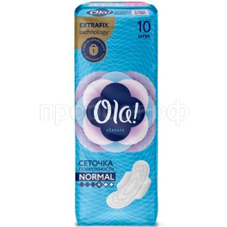 Прокладки Ola Classic 10шт wings singles normal поверхность сеточка 0266 /Атлант