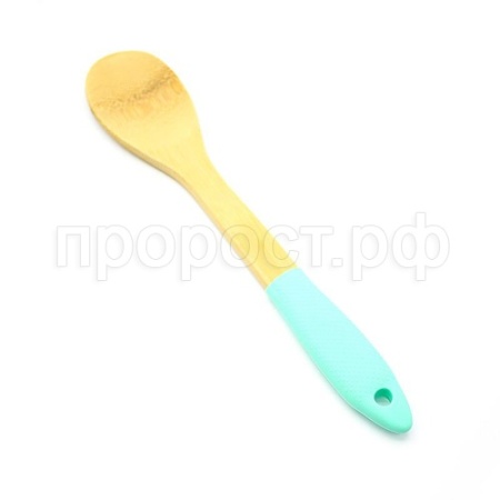 Ложка кулинарная бамбук №1 30см силикон.ручк КТ-ЛЖ-100/20шт/Катунь