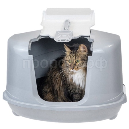 Туалет бокс д/кошек ZooM угловой 57*46*37см светло-серый/2937/Дарэлл