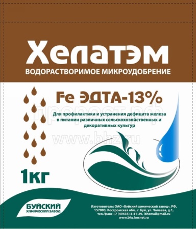 Хелатэм Fe ЭДТА (железа) 13% пакет 1кг Буйские