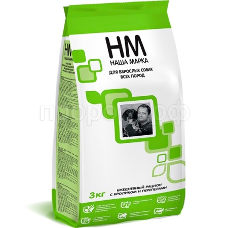 Собаки Наша Марка кролик/перепелка д/взр.собак всех пород 3кг/4шт/