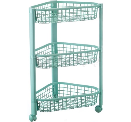 Полка универсальная 3 секции угловая ЕВРО фисташковый на колесиках М2756 