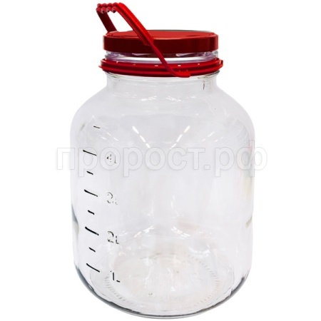 Стеклобанка "Евро-твист 110" 5000мл винт с мерной шкалой крышкой и ручкой /4шт/ К