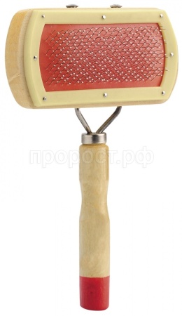 Пуходерка Средняя деревянная ручка и металлические зубья с каплями 17*10см