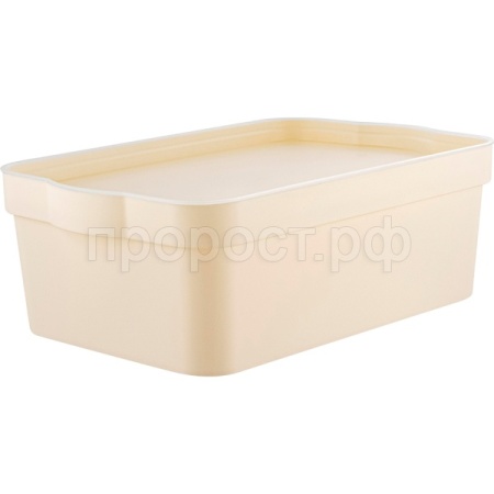 Ящик д/хранения 6л Keeplex Happy с крышкой топлёное молоко LA5124 /10шт/ПР