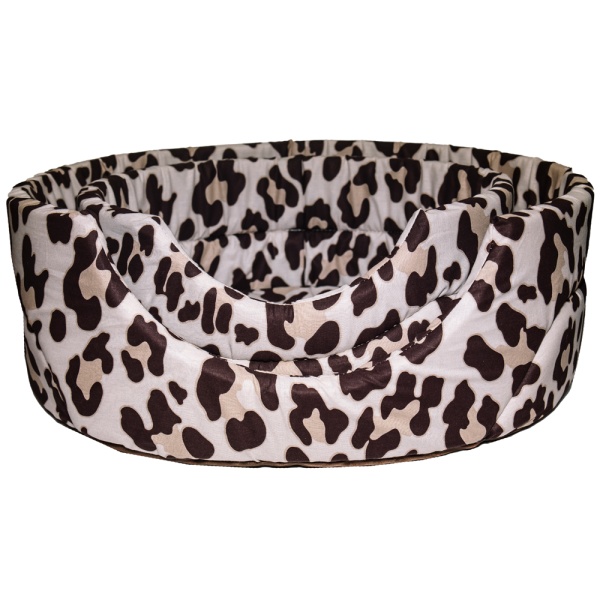 Лежанка овальная стеганая поролоновая САФАРИ ЛЕОПАРД 52*46*20см/DONBARON