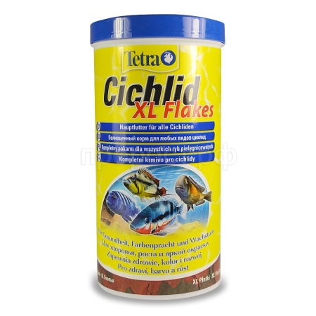 Корм для рыб Tetra Cichlid XL Flakes банка 500 мл крупные хлопья для цихлид и крупных рыб